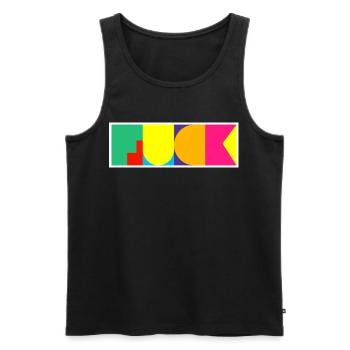 Mot en f drôle de pop art - Débardeur bio Premium Homme - noir - Devant - AI Model Male 178 light (178cm)