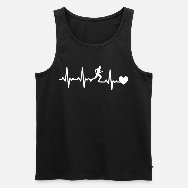 Laufendes Herz Rhythmusdesign - Männer Premium Bio Tank Top - Schwarz