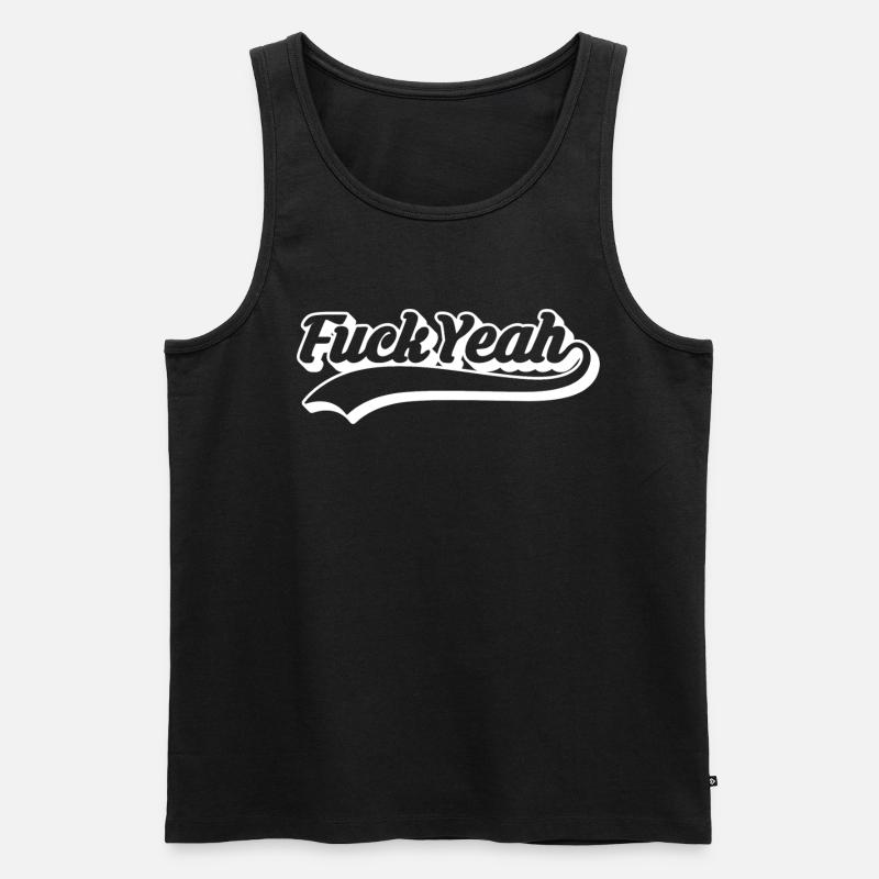 Retro Style 'Fuck Yeah' Script - Débardeur bio Premium Homme - noir