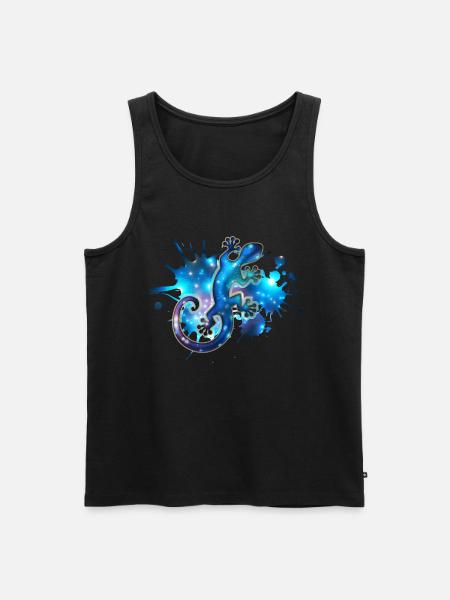 Space Gecko, Galaxie, Sterne, Weltraum, Surfen, - Männer Premium Bio Tank Top - Schwarz
