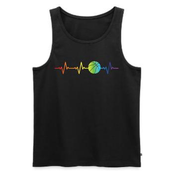 Basketball Herzschlag in Regenbogen LGBTQ Farben - Männer Premium Bio Tank Top - Schwarz - Vorne - Michal (187cm)