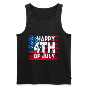Happy 4th of July with American Flag - Men's Premium Organic Tank Top - black - Front - Michal (187cm)