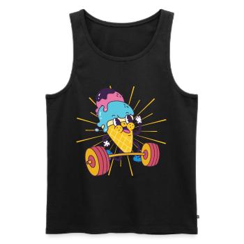 Crème Glacée Musculation Squat Crème glacée Fitness kawaii - Débardeur bio Premium Homme - noir - Devant - Michal (187cm)