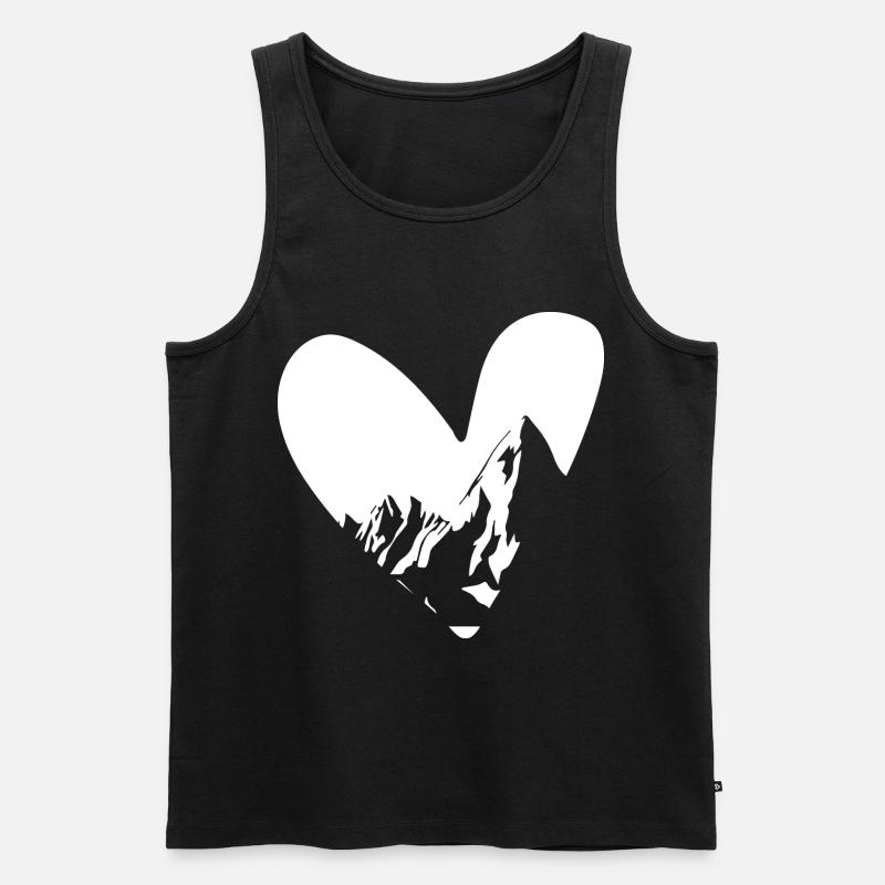 Herz - Berg - (21) - Männer Premium Bio Tank Top - Schwarz