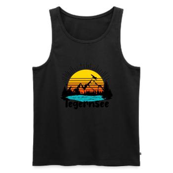 Tegernsee - Männer Premium Bio Tank Top - Schwarz - Vorne - AI Model Male 178 light (178cm)