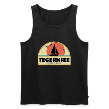 See Segelboot Tegernsee - Männer Premium Bio Tank Top - Schwarz - Vorne - AI Model Male 178 light (178cm)