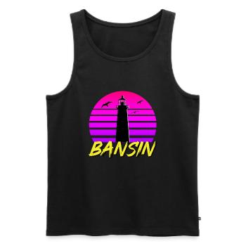 Bansin 80s - Männer Premium Bio Tank Top - Schwarz - Vorne - AI Model Male 178 light (178cm)