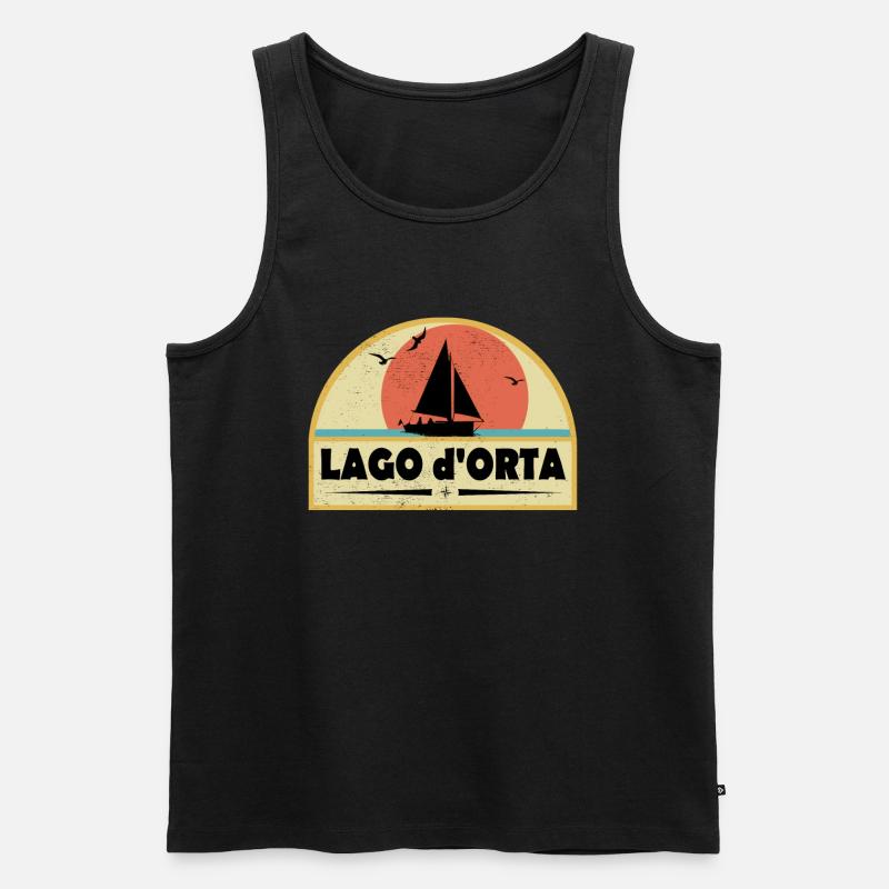Lago d Orta - Männer Premium Bio Tank Top - Schwarz