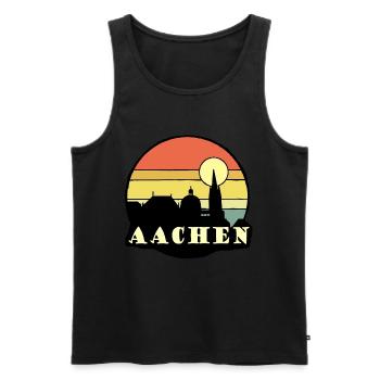 Aachen - Männer Premium Bio Tank Top - Schwarz - Vorne - Michal (187cm)