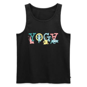 Yoga Cat Ami Cadeau - Débardeur bio Premium Homme - noir - Devant - AI Model Male 178 light (178cm)