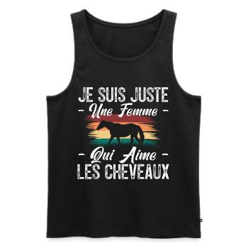 femme Chevallier - amoureuse des chevaux - Cheval. - Débardeur bio Premium Homme - noir - Devant - AI Model Male 178 light (178cm)