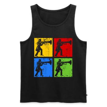 Euphonium Player Euphonist Dad Vintage Pop Art - Männer Premium Bio Tank Top - Schwarz - Vorne - Michal (187cm)