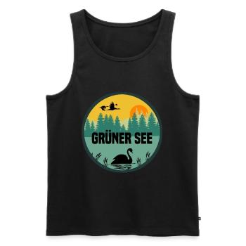 Grüner See - Männer Premium Bio Tank Top - Schwarz - Vorne - AI Model Male 178 light (178cm)
