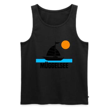 Müggelsee Segelboot Sonnenuntergang - Männer Premium Bio Tank Top - Schwarz - Vorne - AI Model Male 178 light (178cm)