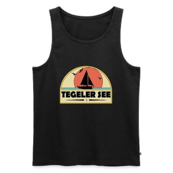 Tegeler See - Männer Premium Bio Tank Top - Schwarz - Vorne - Michal (187cm)