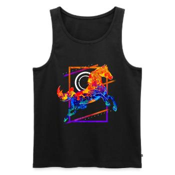 Horse Riding Rider Jumping Gallop Colorful Vintage - Men's Premium Organic Tank Top - black - Front - Michal (187cm)