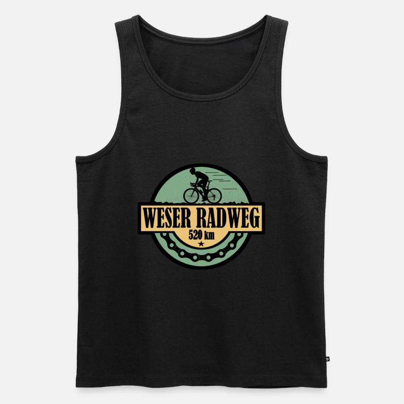 Weser Radweg - Männer Premium Bio Tank Top - Schwarz