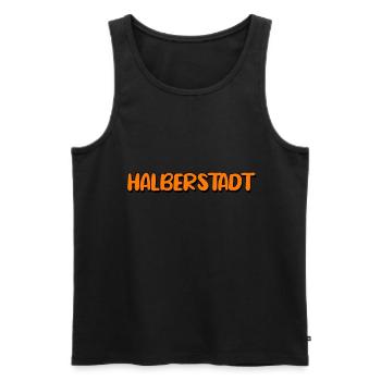 Halberstadt - Männer Premium Bio Tank Top - Schwarz - Vorne - AI Model Male 178 light (178cm)