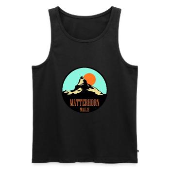 Matterhorn Valais - Men's Premium Organic Tank Top - black - Front - AI Model Male 178 light (178cm)