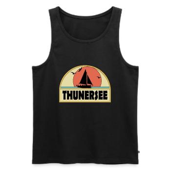 Thunersee - Männer Premium Bio Tank Top - Schwarz - Vorne - AI Model Male 178 light (178cm)