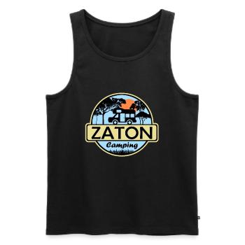 Zaton Camping - Männer Premium Bio Tank Top - Schwarz - Vorne - Michal (187cm)