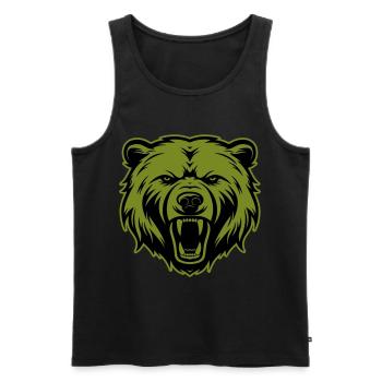 Silhouette de tête de grizzli d’ours - Débardeur bio Premium Homme - noir - Devant - Michal (187cm)