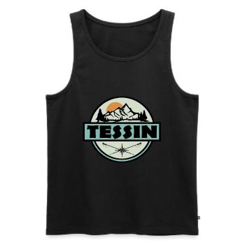 Tessin - Männer Premium Bio Tank Top - Schwarz - Vorne - AI Model Male 178 light (178cm)