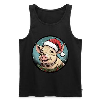 Schweinchen Weihnachten - Männer Premium Bio Tank Top - Schwarz - Vorne - Michal (187cm)