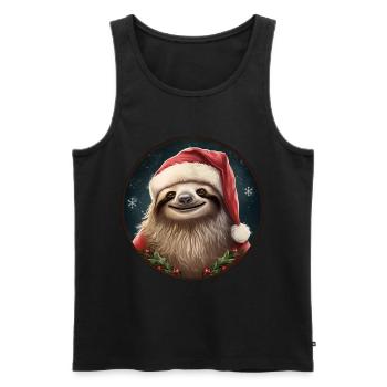 Sloths Christmas - Men's Premium Organic Tank Top - black - Front - AI Model Male 178 light (178cm)