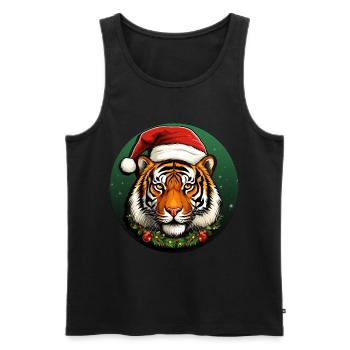 Tiger Christmas - Men's Premium Organic Tank Top - black - Front - Michal (187cm)