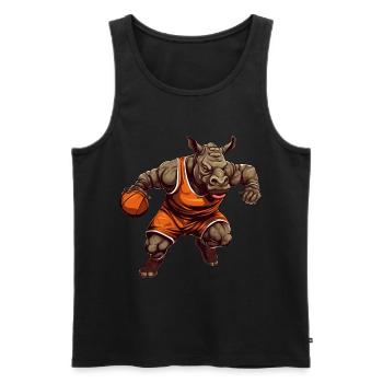 Hippopotame de basket-ball - Débardeur bio Premium Homme - noir - Devant - Michal (187cm)