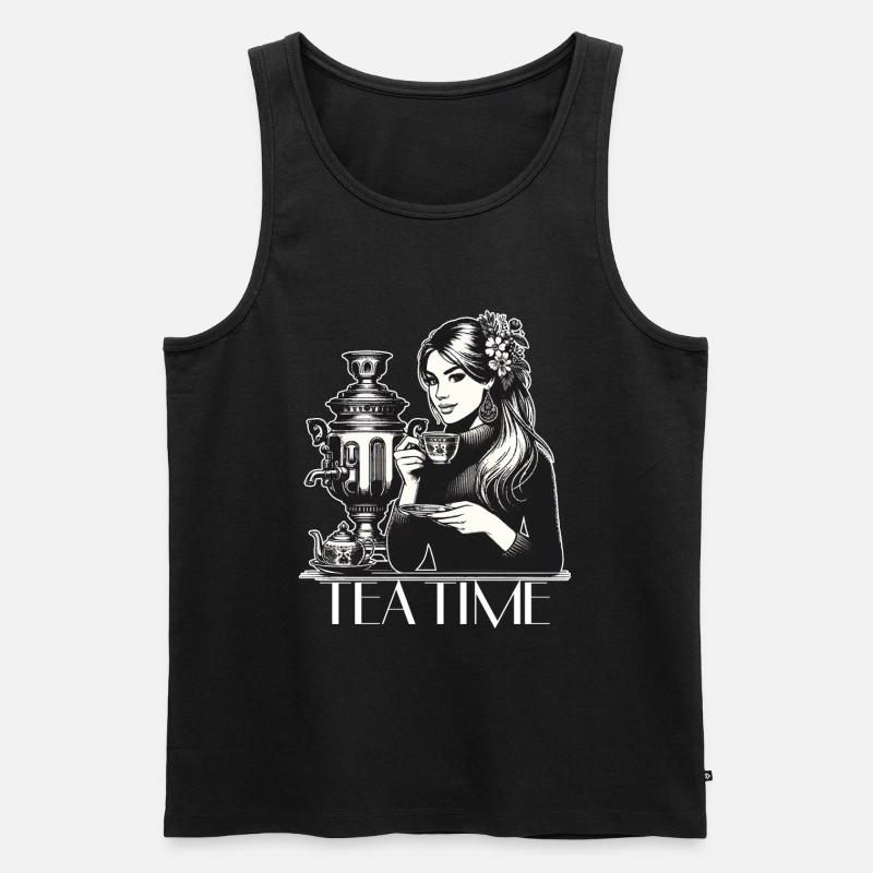Samowar Teezeit Frau Geschenk - Männer Premium Bio Tank Top - Schwarz