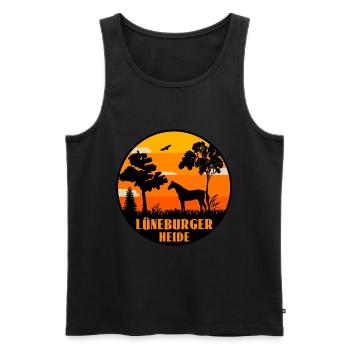 Lüneburger Heide - Männer Premium Bio Tank Top - Schwarz - Vorne - AI Model Male 178 light (178cm)