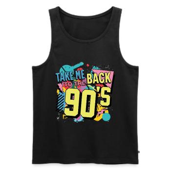 90s 90s Music Colorful Party Carnival Costume - Men's Premium Organic Tank Top - black - Front - Michal (187cm)