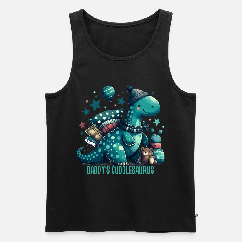 Daddy's Cuddlesaurus Cuddle Dinosaur Gift - Men's Premium Organic Tank Top - black