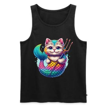 L’AVENTURE COLORÉE D’UN CHATON SIRÈNE, CHAT - Débardeur bio Premium Homme - noir - Devant - Michal (187cm)