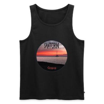 Santorini Griechenland Sonnenuntergang - Männer Premium Bio Tank Top - Schwarz - Vorne - AI Model Male 178 light (178cm)
