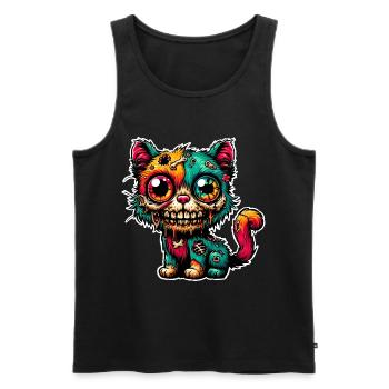 Zombie Cat Monster Halloween - Men's Premium Organic Tank Top - black - Front - Michal (187cm)