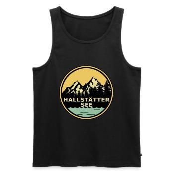 Hallstätter See - Männer Premium Bio Tank Top - Schwarz - Vorne - AI Model Male 178 light (178cm)