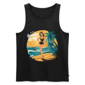 Retro Summer Loving Beach Vibes für einen - Männer Premium Bio Tank Top - Schwarz - Vorne - Michal (187cm)