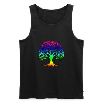 Tree with rainbow pattern and black border - Men's Premium Organic Tank Top - black - Front - Michal (187cm)