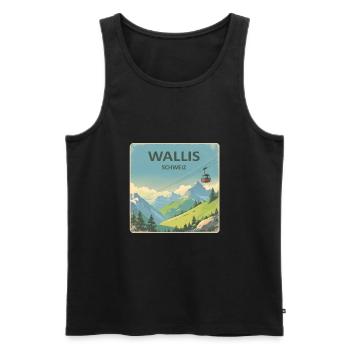 Wallis Schweiz - Männer Premium Bio Tank Top - Schwarz - Vorne - AI Model Male 178 light (178cm)