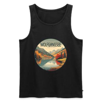 Wolfgangsee retro bergsee - Männer Premium Bio Tank Top - Schwarz - Vorne - Michal (187cm)