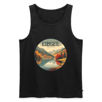 Eibsee retro bergsee - Männer Premium Bio Tank Top - Schwarz - Vorne - AI Model Male 178 light (178cm)