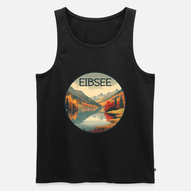 Eibsee retro bergsee - Männer Premium Bio Tank Top - Schwarz