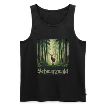 Schwarzwald mit Hirsch - Männer Premium Bio Tank Top - Schwarz - Vorne - AI Model Male 178 light (178cm)
