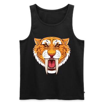 Tigre préhistorique à dents de sabre - Débardeur bio Premium Homme - noir - Devant - AI Model Male 178 light (178cm)