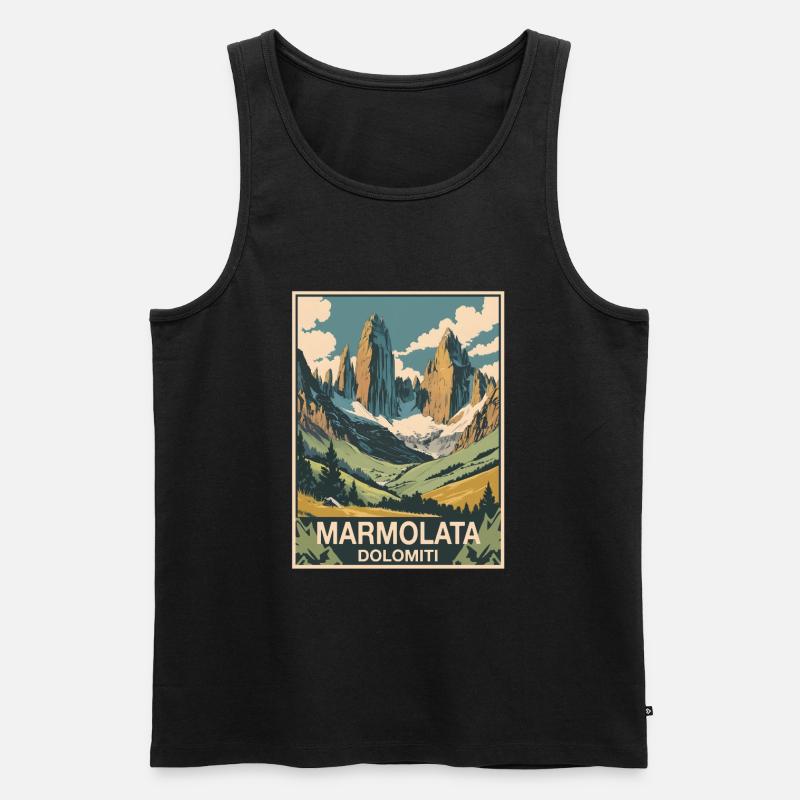 Marmolata Dolomiten - Männer Premium Bio Tank Top - Schwarz