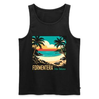 Formentera Balearen - Männer Premium Bio Tank Top - Schwarz - Vorne - AI Model Male 178 light (178cm)