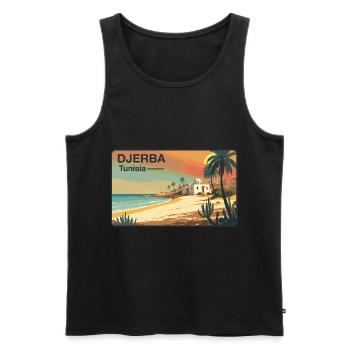 Djerba, Tunisia - Men's Premium Organic Tank Top - black - Front - AI Model Male 178 light (178cm)